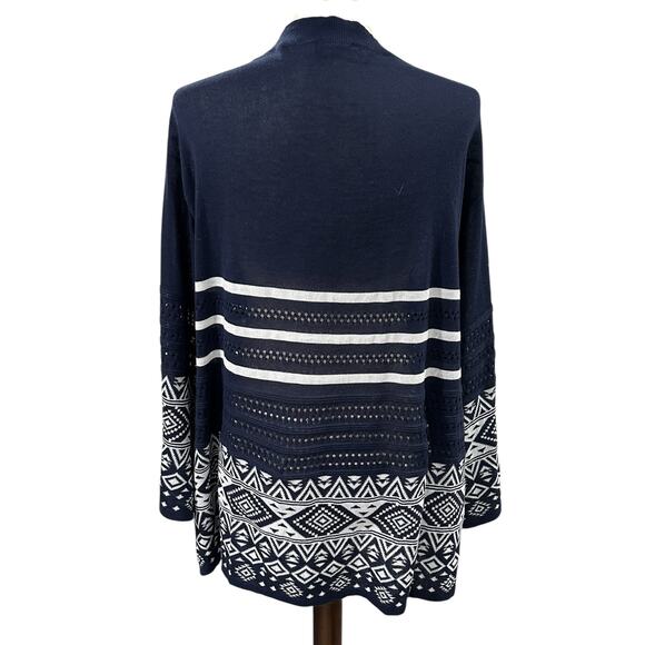 Bloomchic Navy and White Open Front Cardigan Sweater Size 18-20 EUC - Picture 5 of 5